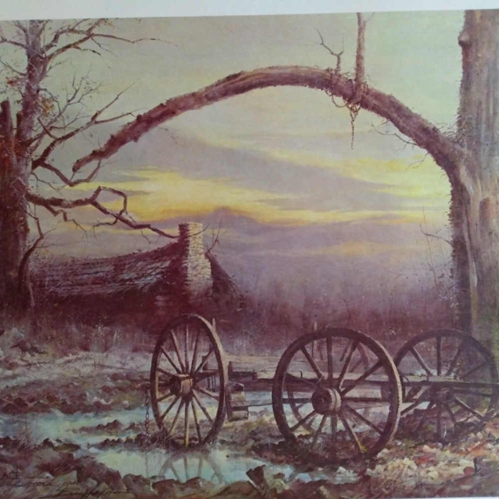 Ben Hampton artist print. Spring Place. Vintage 1966. Signed.